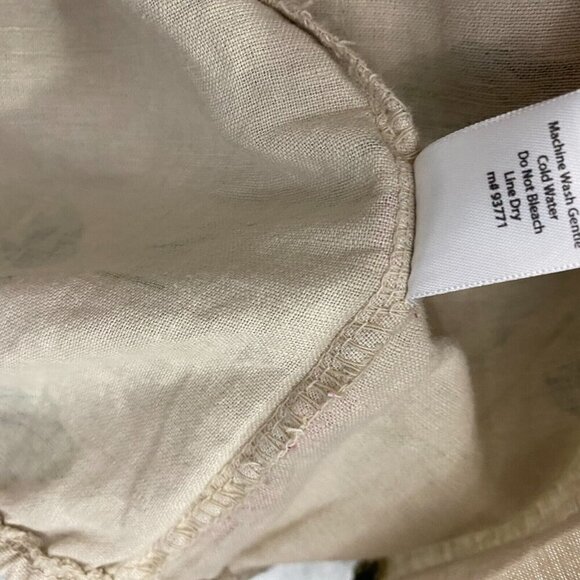 Coral Bay Floral Oversized Linen Open Front Jacket PM Petite Medium Beach Beige - Picture 14 of 16